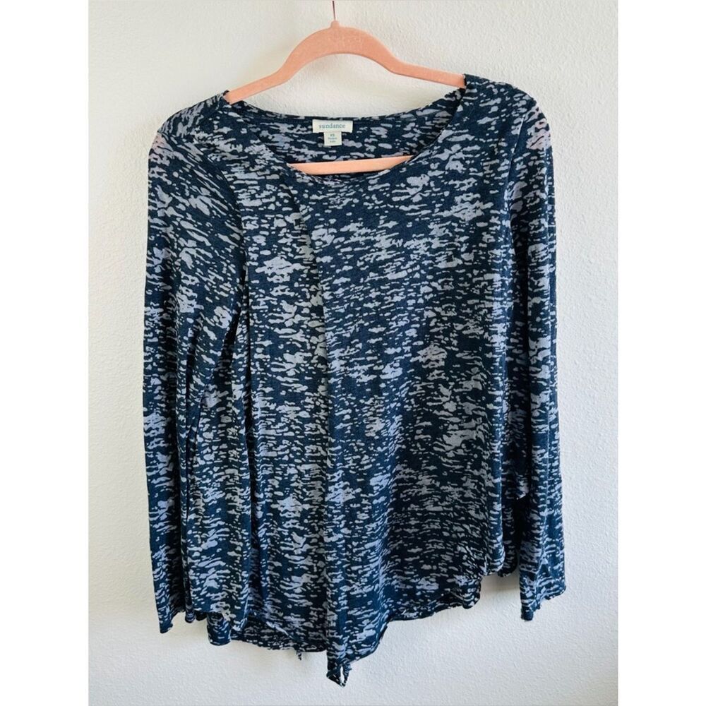 Sundance Gray Burn Out Flyaway Long Sleeve Top Size XS